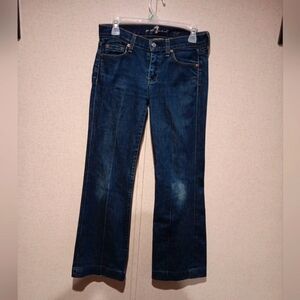 7 For All Mankind Dojo Jeans Flare Dark Wash Denim Wide Leg Trouser Size 27